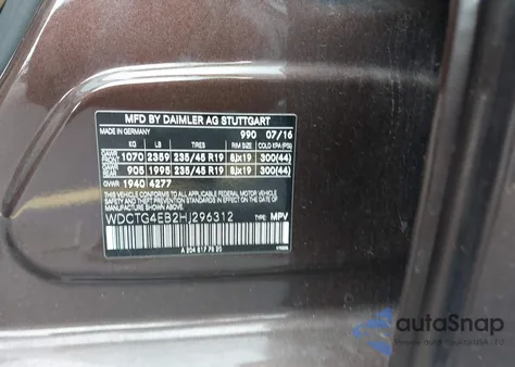 2017 Mercedes-Benz Gla 250 from USA, damaged, VIN WDCTG4EB2HJ296312